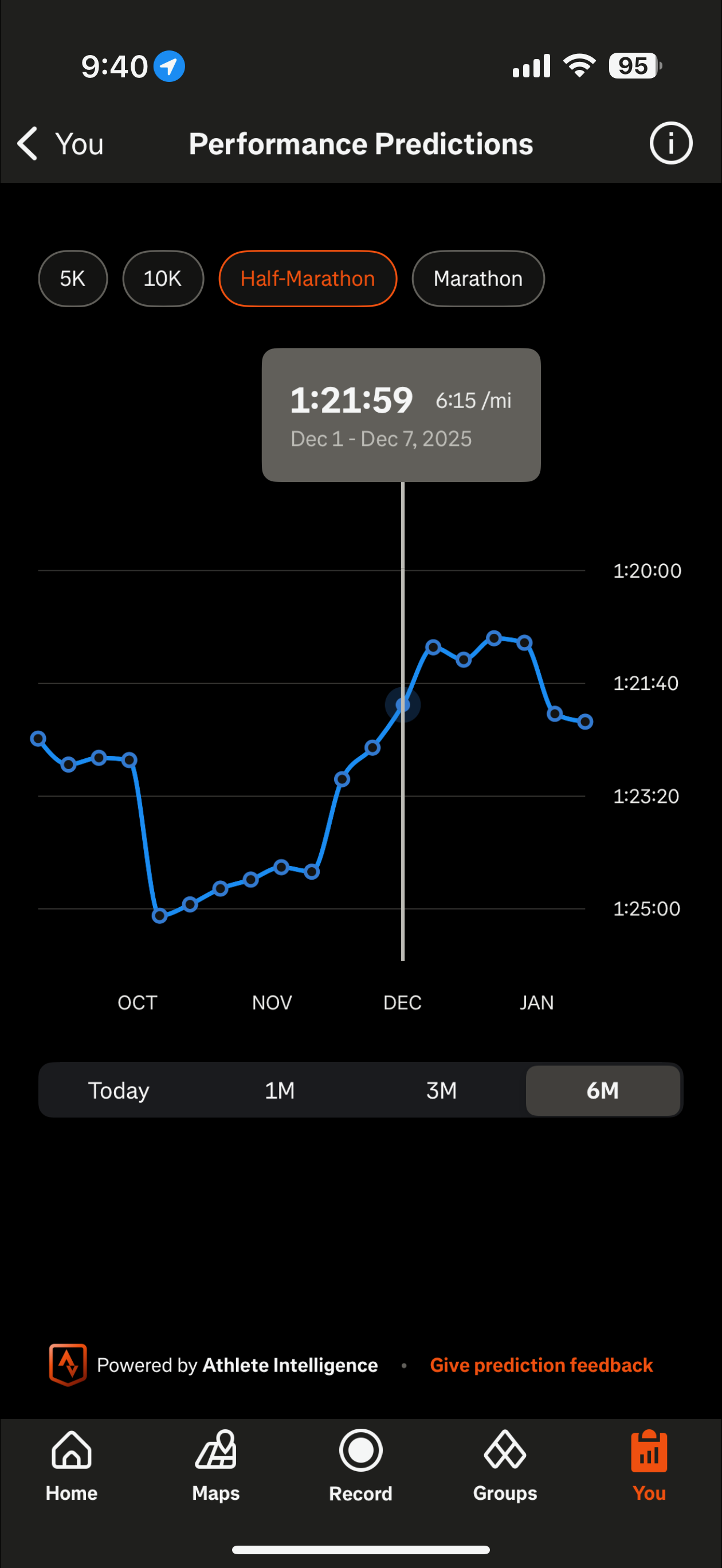 Strava race prediction screenshot